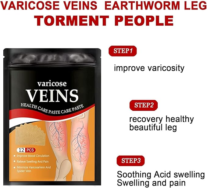 Varicose Vein Treatment Patches – 12 PCS Spider Vein Remover for Legs – Soothing & Effective Varicose Veins Relief Patches