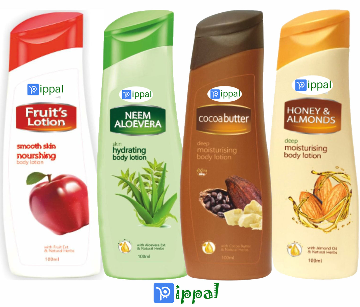 Pippal Cocoa Butter Body Lotion – Intense Hydration Formula (Pack of 2, 100ml Each)