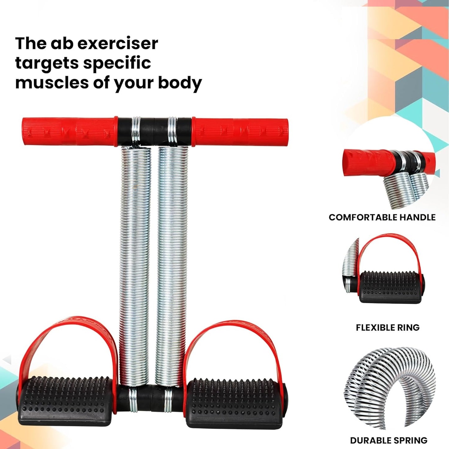 "Premium Double Spring Tummy Trimmer for Men & Women | Abdominal, Belly, and Waist Exercise Equipment (Red & Black)"