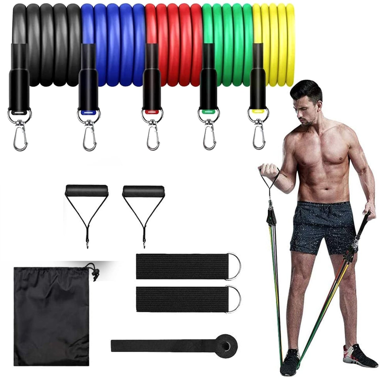 PowerStack Resistance Bands – Indoor/Outdoor Fitness Set (110 lbs)