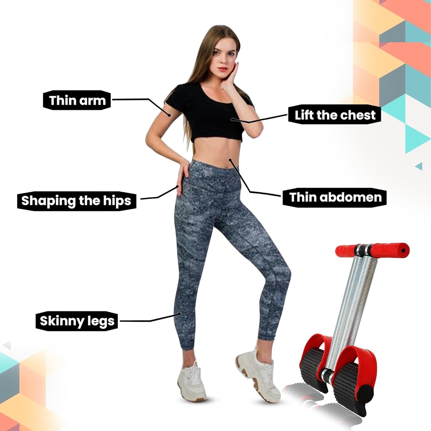 "Premium Double Spring Tummy Trimmer for Men & Women | Abdominal, Belly, and Waist Exercise Equipment (Red & Black)"
