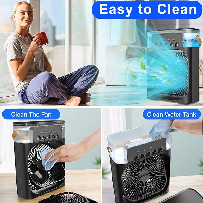 Portable Air Cooler Fan for Home, Office & Kitchen | USB Mini Air Conditioner with 3 Spray Modes | Personal Cooling Fan for Summer
