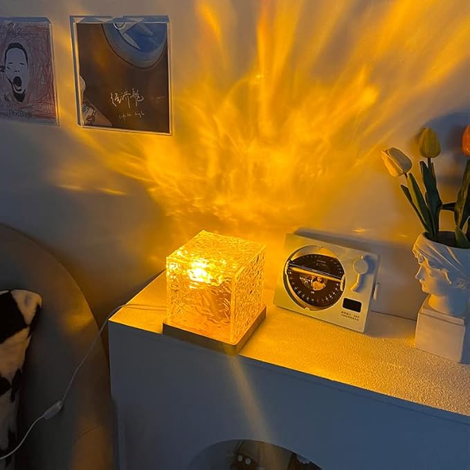 Aurora Wave Light Cube Lamp | Crystal LED Night Light for Kids & Room Decor | Romantic Glow Lamp for Bedroom, Desk & Gifts
