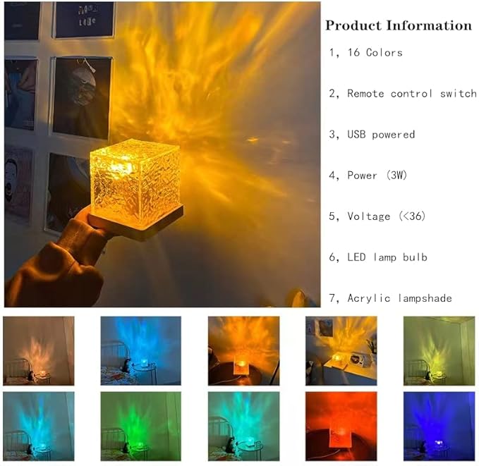 Aurora Wave Light Cube Lamp | Crystal LED Night Light for Kids & Room Decor | Romantic Glow Lamp for Bedroom, Desk & Gifts