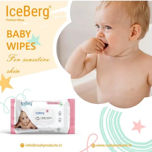 ICEBERG Natural Care Sensitive Baby Wipes, Unscented, Hypoallergenic, 99% Purified Water 80 Wipes in 1 pack (2)