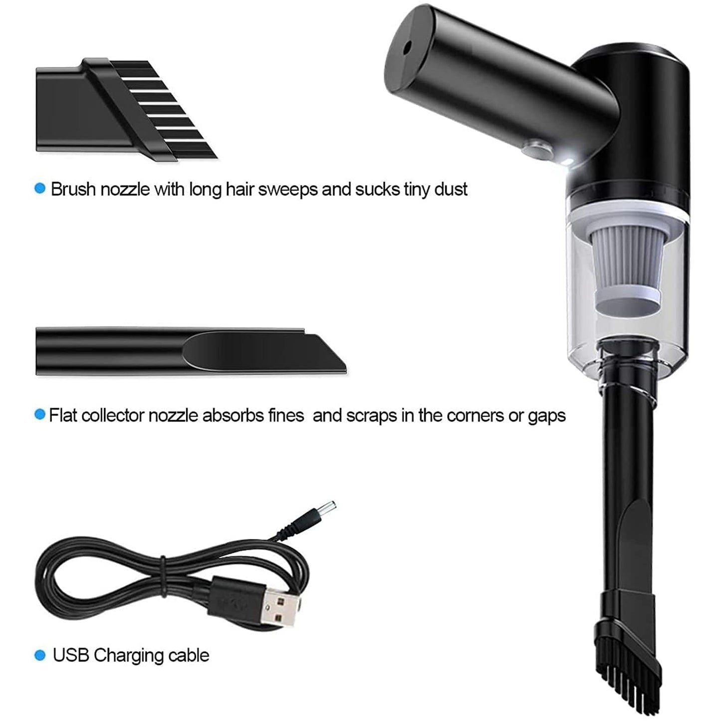 Vacuum Cleaner Dust Collection 2 In 1 Car Vacuum Cleaner 120w High-power -Portable Usb Rechargeable