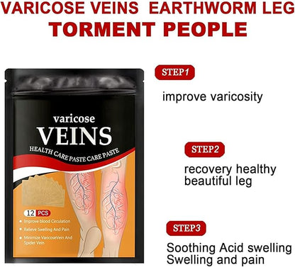 Varicose Vein Treatment Patches – 12 PCS Spider Vein Remover for Legs – Soothing & Effective Varicose Veins Relief Patches