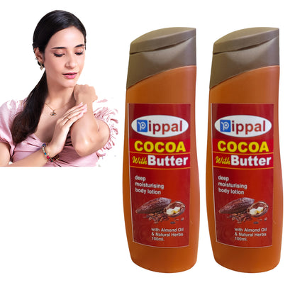 Pippal Cocoa Butter Body Lotion – Intense Hydration Formula (Pack of 2, 100ml Each)