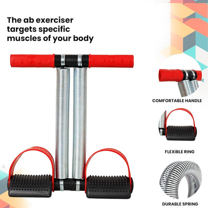 "Premium Double Spring Tummy Trimmer for Men & Women | Abdominal, Belly, and Waist Exercise Equipment (Red & Black)"
