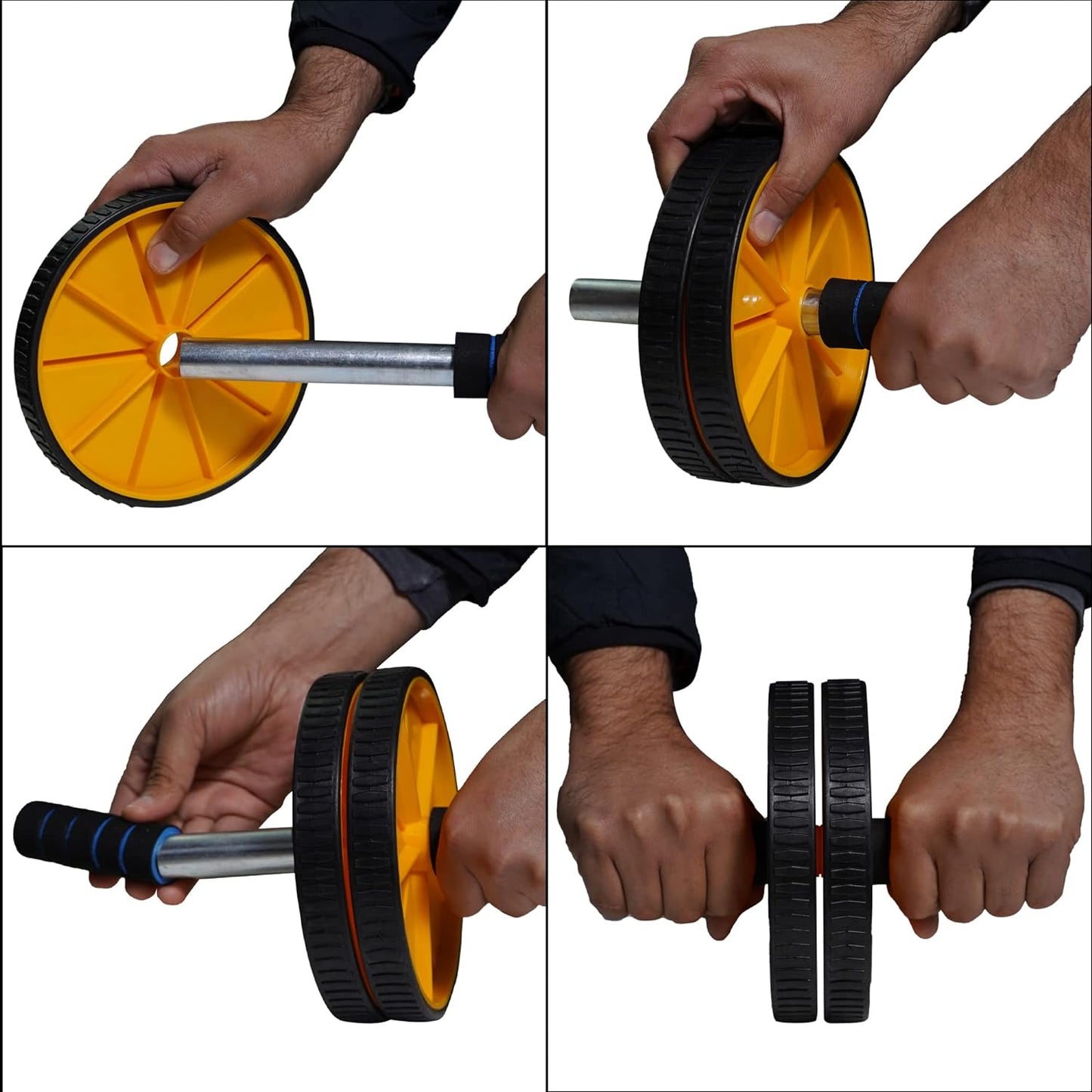Premium Ab Roller Wheel for Men & Women – Core Workout Equipment with Knee Pad – Abdominal Exercise Roller for Home Gym (Yellow & Black)