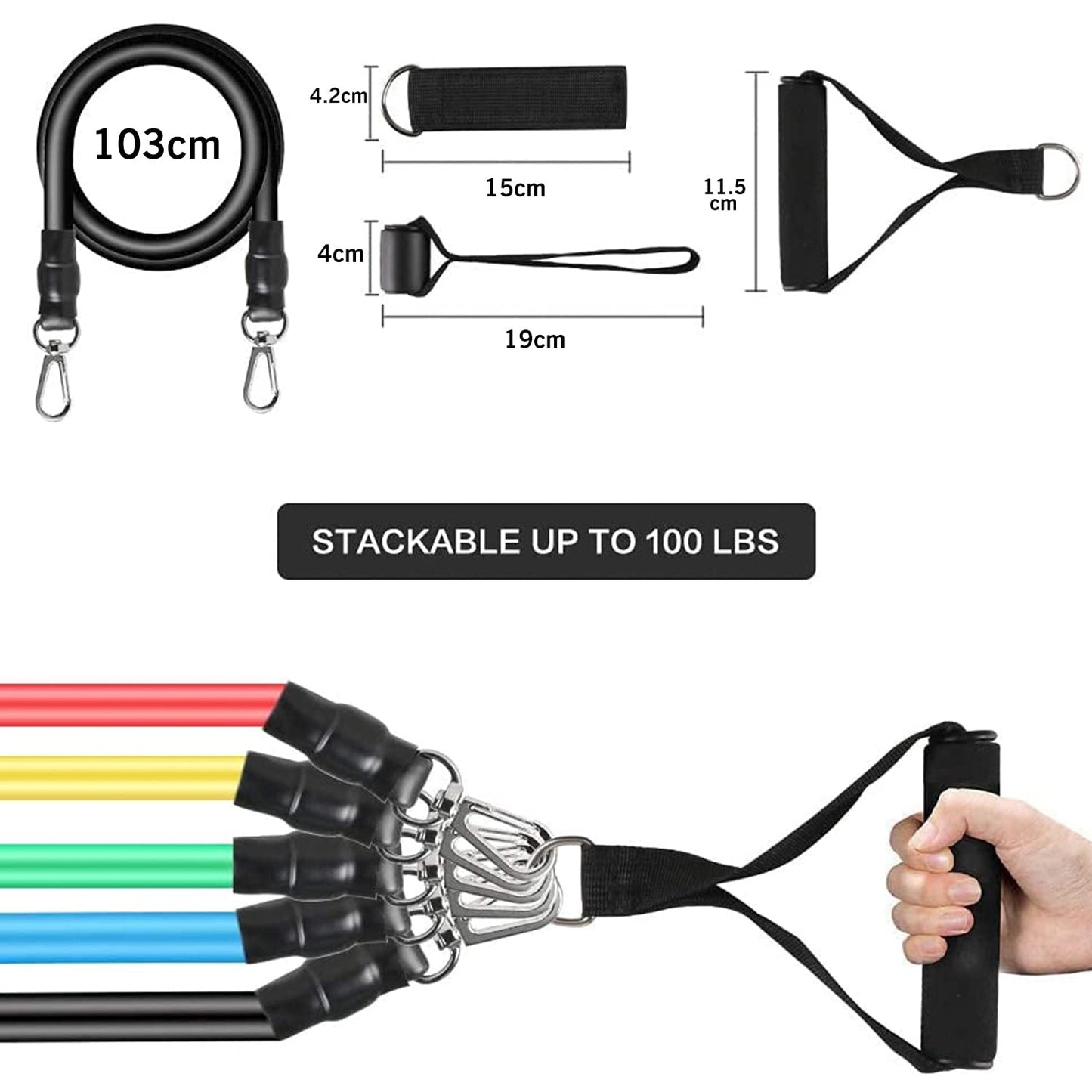 PowerStack Resistance Bands – Indoor/Outdoor Fitness Set (110 lbs)