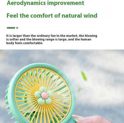Portable Handheld Fan - Ultra Quiet Mini Flower Fan | USB Rechargeable Personal Fan with Lanyard for Travel, Outdoor, and Commute