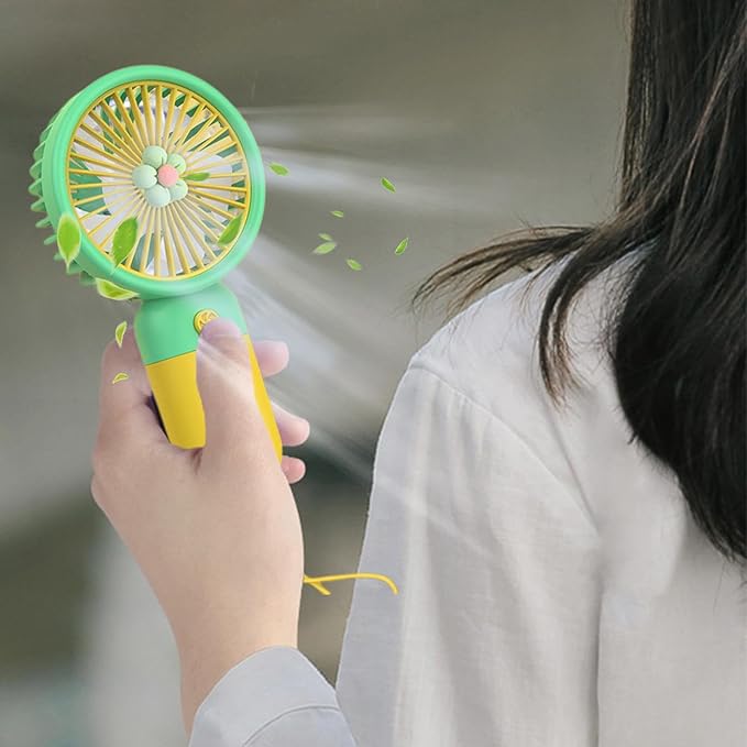 Portable Handheld Fan - Ultra Quiet Mini Flower Fan | USB Rechargeable Personal Fan with Lanyard for Travel, Outdoor, and Commute