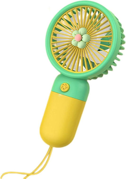 Portable Handheld Fan - Ultra Quiet Mini Flower Fan | USB Rechargeable Personal Fan with Lanyard for Travel, Outdoor, and Commute