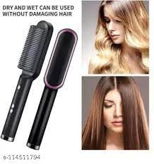 Hair Straightener Brush for Women & Men | 5 Temp Control Electric Hair Styler with PTC Heating | Fast Heating Straightening Comb for All Hair Types (Multicolor)