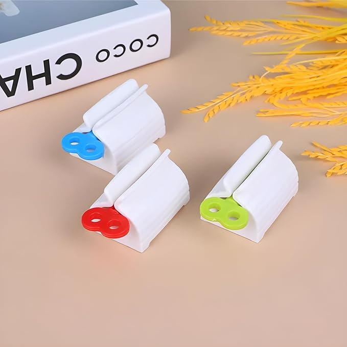 Portable Creative Rolling Toothpaste Presser Tube Squeezer Press Manual Squeezed Toothpaste Bathroom Supplies Dispenser Machine (Pack of 4)
