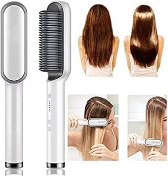 Hair Straightener Brush for Women & Men | 5 Temp Control Electric Hair Styler with PTC Heating | Fast Heating Straightening Comb for All Hair Types (Multicolor)