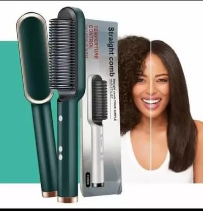Hair Straightener Brush for Women & Men | 5 Temp Control Electric Hair Styler with PTC Heating | Fast Heating Straightening Comb for All Hair Types (Multicolor)