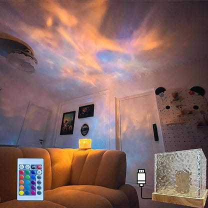 Aurora Wave Light Cube Lamp | Crystal LED Night Light for Kids & Room Decor | Romantic Glow Lamp for Bedroom, Desk & Gifts