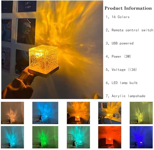 Aurora Wave Light Cube Lamp | Crystal LED Night Light for Kids & Room Decor | Romantic Glow Lamp for Bedroom, Desk & Gifts